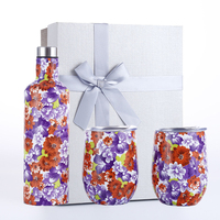 Refroidisseur liège cadeau promotionnel chaud 500ml 750ml bouteille de vin et 12oz gobelet à vin tasses en acier inoxydable bouteille de vin ensemble boîte-cadeau