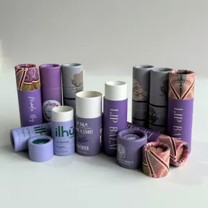 Merkontwerp Biologisch Afbreekbare Recyclebare Verpakking Karton Push Up Lipbalsem Lippenstift Deodorant Kraftpapier Buis