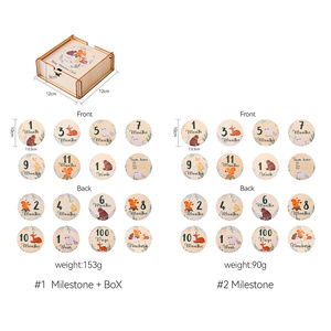Carte in Legno per Traguardi Mensili <span class=keywords><strong>del</strong></span> Bambino con <span class=keywords><strong>Animali</strong></span> della Foresta, Fette di Legno Rotonde per Servizi Fotografici di Neonati - Opzione Logo Personalizzato - Product Image 6