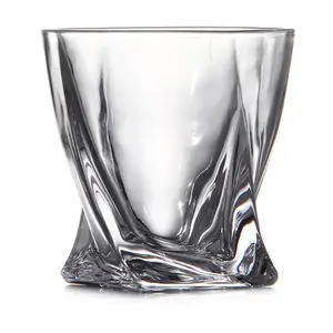 Groothandel Custom Logo 300Ml 10Oz Loodvrije Glazen Beker Twisted Design Glazen Waterbekers Drinkbeker Whiskyglas