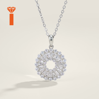 Colliers pour femmes en argent 925 plaqué rhodium, avec moissanite baguette géométrique moderne, pavé premium, grappe conique et chaîne ouverte