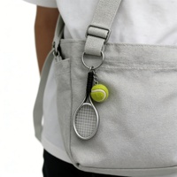 Gantungan Kunci Tenis Warna Hijau Mint yang Dapat Disesuaikan, Aksesori Tas Bergaya Preppy, Tali Tenun Poliester Ramah Lingkungan
