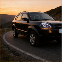 Pour Hyundai Tucson 2006-2012 : Ensemble de phares avant avec lentille de projecteur Bi-LED, clignotants séquentiels et feux de jour LED (DRL)
