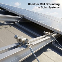 Connecteur de rail en alliage d'aluminium pour systèmes de montage au sol sur toiture et systèmes de carport, compatible avec les fils de 14-6 AWG, clip de montage PV
