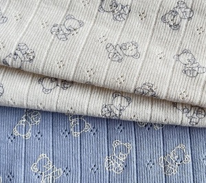 Chất Lượng Cao Gân Polyester Spandex 240gsm Đan Tùy Chỉnh Hoa In Đan Sườn Vải Cho Mùa Hè Áo Len - Product Image 3