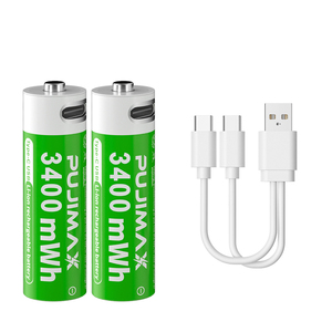 PUJIMAX 1,5 V conveniente puerto de carga tipo C alta capacidad 3400mwh 2 uds AA No.5 baterías recargables de litio con cable tipo C - Product Image 2