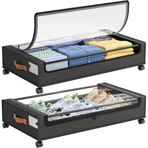 Under Bed Shoe <b>Storage</b> Organizer Rolling Metal Drawer <b>Clothes</b> Under Bed <b>Storage</b> with Wheels - Product Image 1