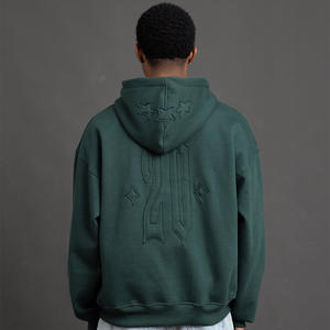 Sudadera con capucha con relieve sólido informal French Terry Heavyweight Oversized Unisex Custom Relieve Sudadera con capucha Fabricantes de ropa - Product Image 2