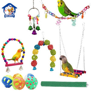 Giocattoli ecologici per uccelli per pappagalli combinazione di allenamento e gioco accessori con morso Pet Bird Bird Swing Ball and Bell - Product Image 3