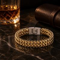 Bracelet unisexe en acier inoxydable plaqué or 18 carats PVD, chaîne double maillon Franco, style hip-hop, marque Boli, vente en gros, bijoux personnalisés OEM