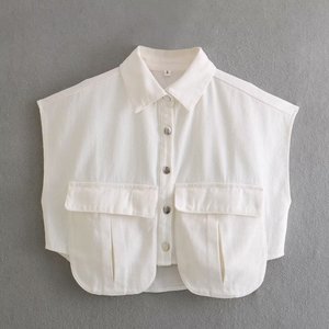 Blusa de Mezclilla sin Mangas con Botones para Mujer, Top Corto a la Moda, Nueva Llegada - Product Image 4