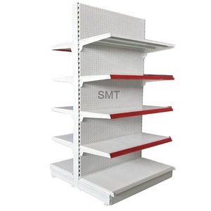 Gondole d'affichage au détail en métal blanc de style nome personnalisé étagères à l'arrière solide pour magasins et magasins - Product Image 4