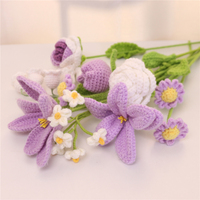 Mélange de fleurs artificielles en coton tricoté de différents designs (tournesol, rose, tulipe) pour la décoration de la remise des diplômes, de la fête des mères et de Noël