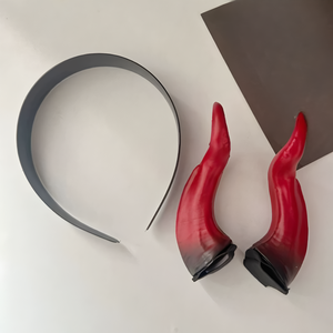 Fascia per capelli con corna da <span class=keywords><strong>strega</strong></span>/demonio, copricapo da diavolo, copricapo malvagio per <span class=keywords><strong>Halloween</strong></span>, <span class=keywords><strong>accessori</strong></span> per cosplay di <span class=keywords><strong>Halloween</strong></span>, decorazioni nere e rosse - Product Image 4