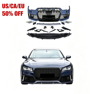 Kit carrosserie de pare-chocs avant style RS7 pour Audi A7 S7 C7.5 2016-2018 avec calandre noire en nid d'abeille et cache de feux antibrouillard – Stock US - Product Image 1