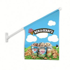Drapeau publicitaire suspendu extérieur personnalisé, monté au mur, en tissu polyester, taille et design sur mesure - Product Image 4