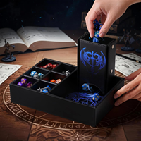 Plateau à dés MIO personnalisé en cuir PU écologique, portable, avec tour amovible, plateau de lancer de dés 3 en 1, tour de rangement pour jeux de rôle sur table