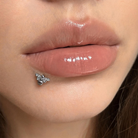 Piercing Labret en Acier Chirurgical 316L, Forme Abeille en Cristal Délicat, Bijou de Lèvre, Boucles d'Oreilles à Dos Plat pour Hélix Tragus, Calibre 16G, Lot