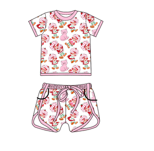 Set di Abbigliamento Casual per Bambini con Stampa Personalizzata di Fragole, in Morbido Tessuto di Bambù Lavorato a Maglia, Traspirante, con Maglietta a Maniche Corte e Pantaloncini - Product Image 1