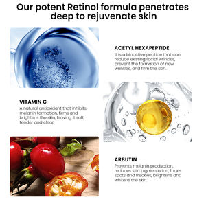 Crema <span class=keywords><strong>facial</strong></span> antiarrugas MULAN, loción de colágeno con retinol para un brillo justo, reduce las líneas finas, regula la secreción de aceite mejora - Product Image 4