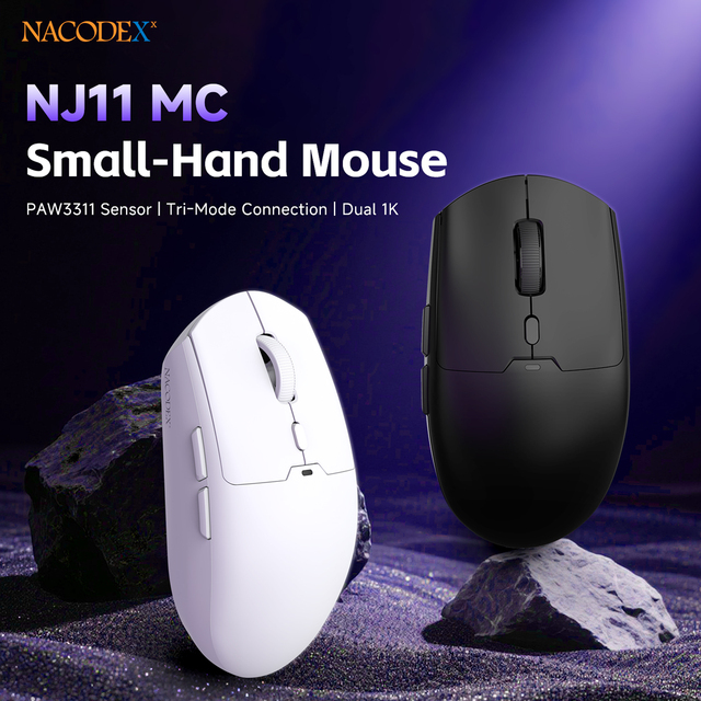 AJAZZ NJ11MC Oem Custom TriMode Gaming Mouse For Small Hand PAW3311 Sensor 61g Lightweight 24000 DPI For Bulk Wholesale Purchase