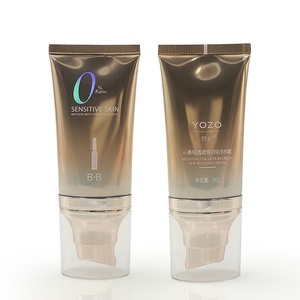 Tube en plastique et aluminium vide personnalisé de 50 ml avec pompe, capuchon doré électroplaqué pour soins de la peau - Tube d'emballage pour crème pour les mains à presser - Product Image 4