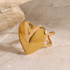 Heart-Shaped Gold Stainless Steel <b>Ring</b> <b>Adjustable</b> Photo Box Unisex Jewelry Gift - Product Image 2