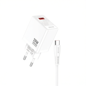 Cargador USB-C Jokade de 20W con cable blanco, adaptador de carga rápida para teléfonos y tabletas - Product Image 3