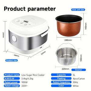 Autocuiseur multifonction intelligent électrique numérique 3L/5L grande capacité pour la cuisine domestique, idéal pour les personnes diabétiques (cuisson à faible teneur en sucre) - Product Image 5