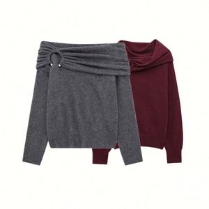 2024เสื้อสเวตเตอร์แฟชั่นผู้หญิงแขนยาวลำลอง, เสื้อ100% โพลีเอสเตอร์จับจีบระบายอากาศกันเป็นแผ่น - Product Image 1