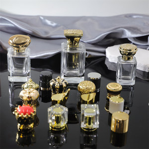 Nuova bottiglia di profumo di <span class=keywords><strong>vetro</strong></span> trasparente quadrato crema per il viso 30ml 50ml capacità 100ml glossatura superficie <span class=keywords><strong>pellicola</strong></span> di tenuta - Product Image 1