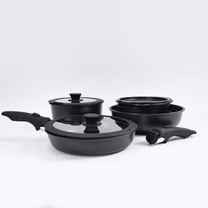 Batterie de cuisine 15 pièces en aluminium moulé sous pression antiadhésive, la plus vendue, avec couvercles en verre et poignées amovibles, compatible induction - Product Image 3