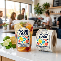 Rouleau d'autocollants personnalisés pour gobelets, étiquettes imperméables avec logo personnalisé pour gobelets à café, jus, boissons, emballages, magasins de boissons