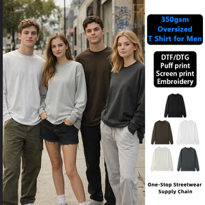 Fabricant OEM/ODM, t-shirt à manches longues en coton personnalisé avec logo imprimé, col rond, tendance, surdimensionné, t-shirt lourd pour hommes - Product Image 1