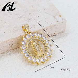 JoyerIa Religiosa 18K Vintage diamante incrustado <span class=keywords><strong>Virgen</strong></span> María <span class=keywords><strong>Guadalupe</strong></span> colgante moda brillante No se desvaneció joyería mujeres - Product Image 5