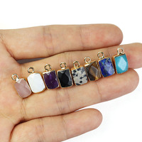 Pendentif et breloque rectangulaire à facettes naturelles, petits pendentifs en pierre noire pour colliers, fabrication de bijoux