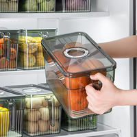 Boîte de stockage d'aliments frais pour la cuisine avec couvercle de poignée Conteneur de stockage de réfrigérateur en plastique pour usage domestique emballé dans un carton