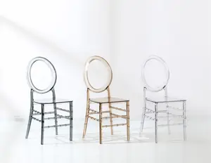 Toptan düğün ve etkinlik için mobilya Chaise De Mariage istiflenebilir otel şeffaf şeffaf sandalye