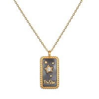 18k Charmes Cartes De Tarot Colliers Pour Femmes Zircon Soleil Étoile Lune Carré Collier Hiphop Punk Chaîne Ras Du Cou Bijoux Vintage