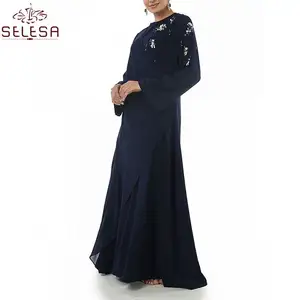 Vestido Elegante de dos piezas para Mujer, falda 3D de Malasia, decoración de flores musulmanas, Abaya turca