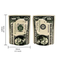 100 PCS 1 Set Sacs Mylar à motif dollar 3,5g, anti-odeur, à fermeture éclair, pour argent et accessoires