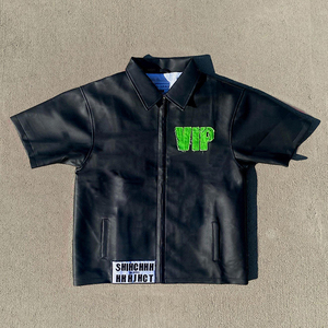 <span class=keywords><strong>Camicia</strong></span> da uomo con Zip in <span class=keywords><strong>pelle</strong></span> di alta qualità e stile stile personalizzato - Product Image 4