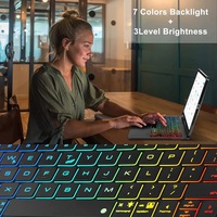 Clavier rétroéclairé BT détachable magnétique pour Redmi Pad Pro 12,1 pouces, avec pavé tactile lumineux 7 couleurs, housse en cuir avec emplacement pour stylet