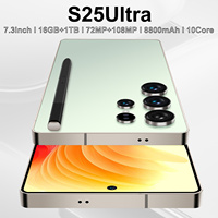 Modelo Popular Ultimate S25 Ultra, Teléfono Inteligente 5G con Lápiz Óptico, Pantalla Grande HD de 7.3 Pulgadas, Cámara de 108MP, Batería de 8800mAh, 16GB+1TB