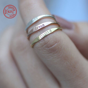 925 Silver Custom <strong>Name</strong> <strong>Ring</strong> Delicate Custom Stacking <strong>Rings</strong> - Product Image 3