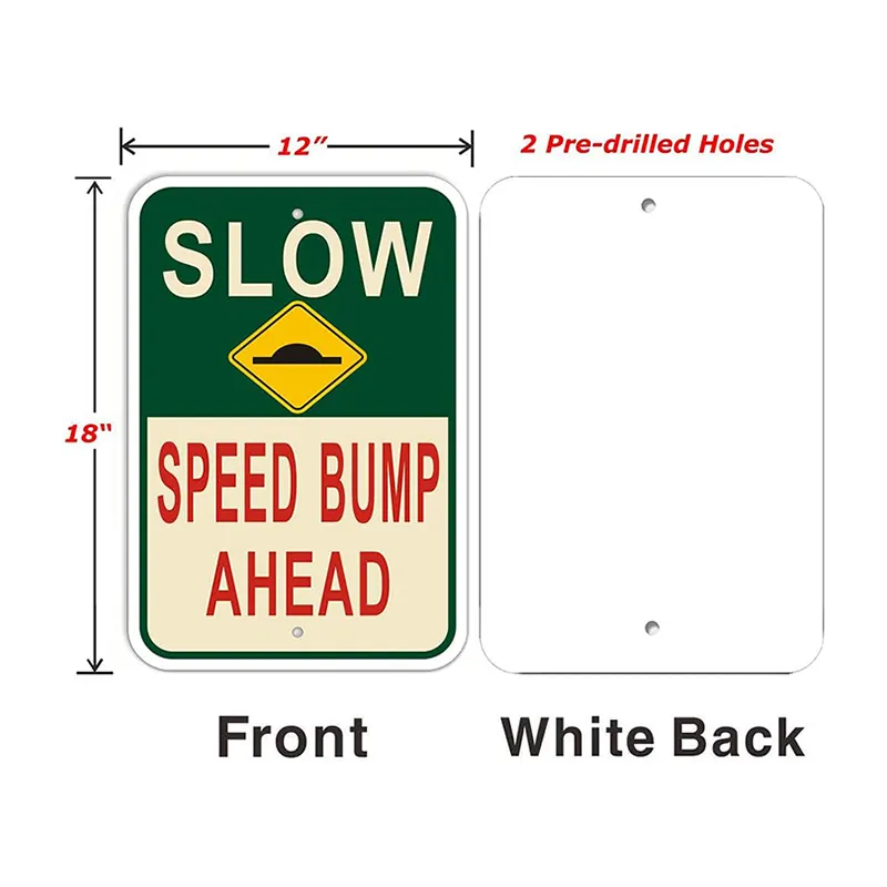 Benutzer definierte einfach zu installierende Slow Speed Bump Ahead Signs Metall reflektierende robuste Rost Aluminium Slow Down mit Speed Bump Emblem Zeichen