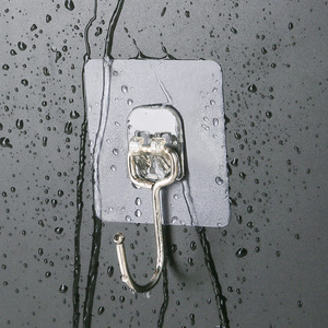 Hot Popular Waterproof Wall Hanger Transparent <strong>Kitchen</strong> Bathroom Plastic <strong>Hook</strong> Sticky <strong>Hooks</strong> for Hanging Wall - Product Image 2