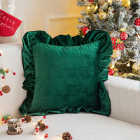 Usine en gros velours italien à volants taie d'oreiller salon canapé housse de coussin pour la décoration de vacances de noël