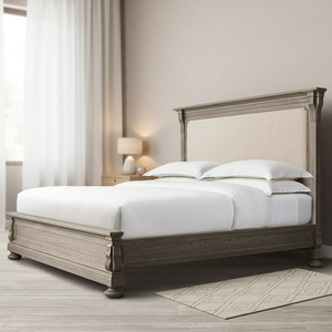 Cama <span class=keywords><strong>de</strong></span> Pared Francesa RH ST. JAMES, Tamaño King, Cabecera Tapizada, Estructura <span class=keywords><strong>de</strong></span> <span class=keywords><strong>Madera</strong></span> Sólida, Color Gris Claro, Muebles Elegantes para Dormitorio - Product Image 4