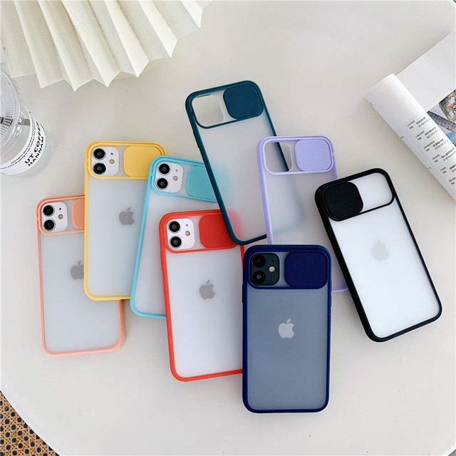 Slide Camera Lens Protective Matte Phone Case for Apple iPhone 13 11 12 Pro XR XS Max 6S 7 8 Plus X Back Cover Phone Cases Shell